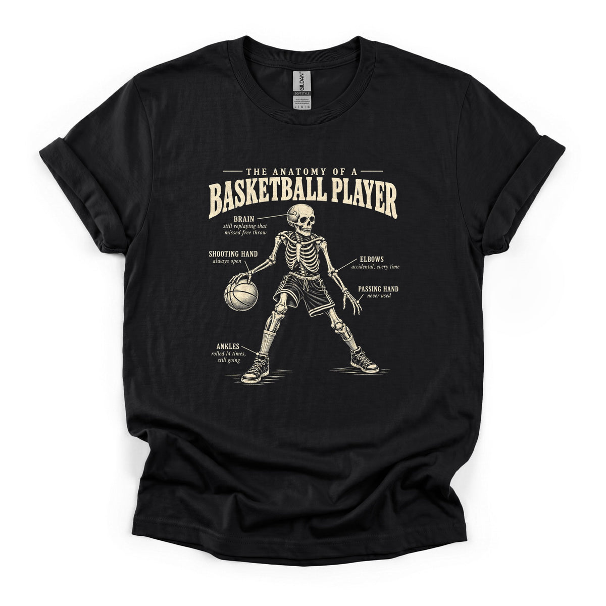 Anatomy of a Basketball Player T-Shirt in Black