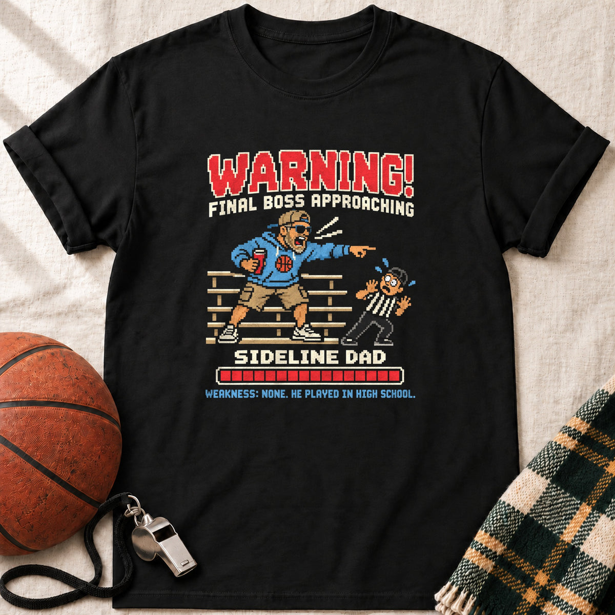 Sideline Dad Final Boss Basketball T-Shirt