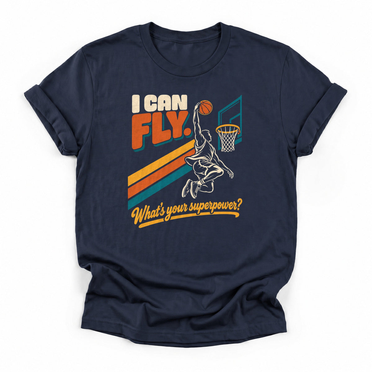 I Can Fly Basketball T-Shirt in Navy