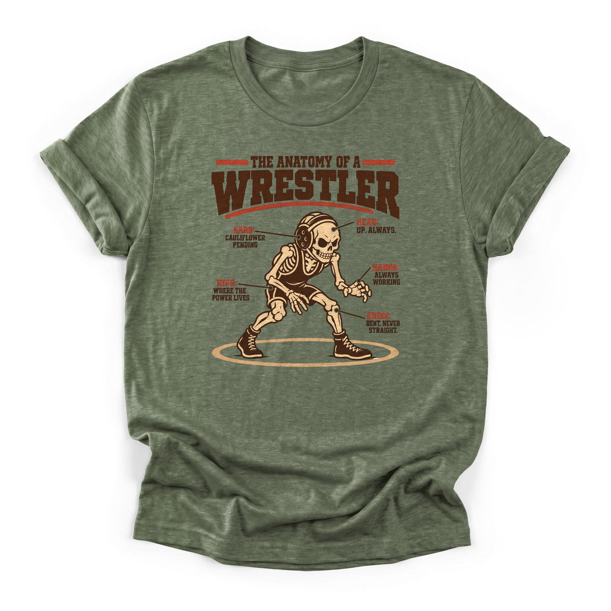 Anatomy of a Wrestler T-Shirt in Heather Military Green