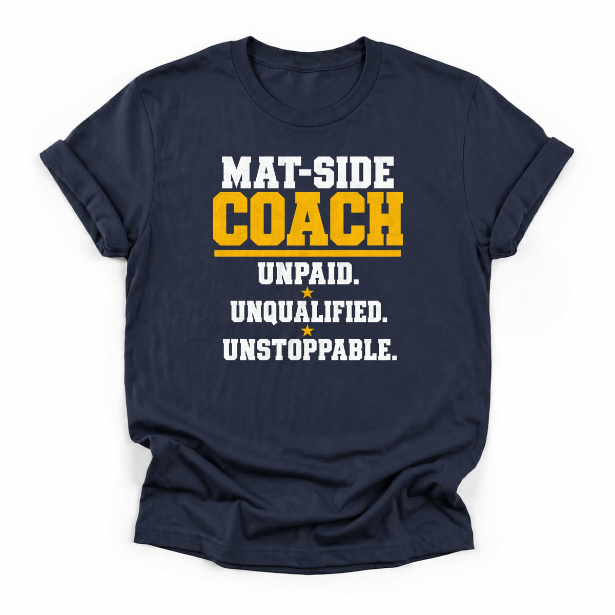 Mat-Side Coach Wrestling Dad T-Shirt in Navy